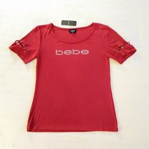 Bebe Slim fit Swarovski Logo Tee